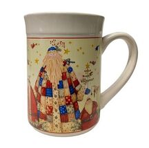 Debi Hron Christmas Mug Folk Art Santa Patchwork Quilted Coat Coffee Cup... - €10,31 EUR