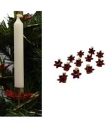 12 Vintage Red Pointsettia Flower Metal Candle Clips Christmas Tree Deco... - $24.99