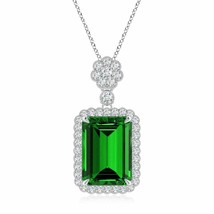 ANGARA Lab-Grown Emerald Pendant Necklace in Sterling Silver (14x10mm,6.6 Ct) - £2,093.04 GBP
