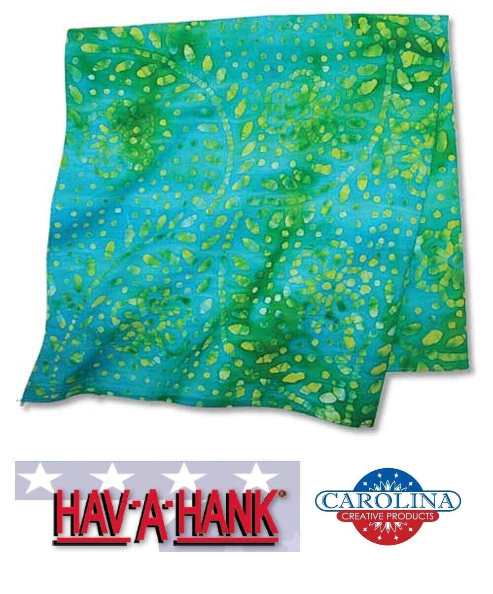 Primary image for Hav-A-Hank BATIK GREEN Blue TIE DYE BANDANA Head Neck Wrap Face Mask Scarf Cover