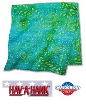 Hav-A-Hank Batik Green Blue Tie Dye Bandana Head Neck Wrap Face Mask Scarf Cover - £5.49 GBP