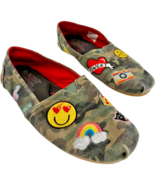 Skechers BOBS women&#39;s Plush Perfect Patches Flat Size 6.5 w/Fun Emoji Pa... - $13.16