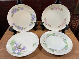 Set of 4 MZ Austria Hand Painted Salad Dessert Plates Daisy Columbine Wi... - £24.74 GBP
