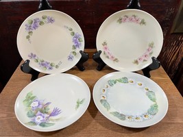 Set of 4 MZ Austria Hand Painted Salad Dessert Plates Daisy Columbine Wi... - £24.64 GBP