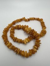 Antique Vintage Graduated Polished Raw Genuine Amber Necklace 24&quot; 9mm-30mm 57g - £55.38 GBP