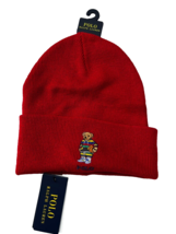 Polo Ralph Lauren Basketball Bear Cuff Knit Beanie Hat Red - £70.06 GBP
