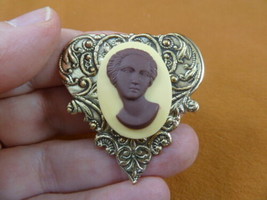 CA1-75 Rare African American LADY ivory + milk chocolate resin CAMEO Pin Pendant - £25.40 GBP