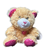 Fuzzy Friends Valentines BrownTan HotPink Heart Bear 5” Plush Stuffed An... - $180.87 MXN