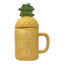 Rae Dunn Tropic Like Its Hot Coffee Mug with Decorative Ceramic Lid - £18.15 GBP