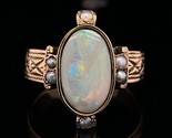 Victorian 10k Rose Gold Australian Opal Ring Cigar Band Size 5.25 (#J6578) - $678.15