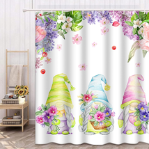 Gnomes Shower Curtain 72 X 72 Inch, Bouquets Flowers Pansy Rose Berry Shower Cur - £23.06 GBP