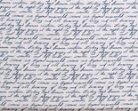 Cotton Script Handwriting Words Text Blue on White Fabric Print by Yard ... - $15.95