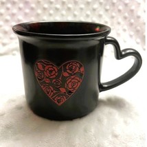 Market Finds Black &amp; Red Raised Roses Stained Glass Heart 14oz Ceramic M... - £9.19 GBP