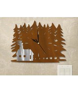 15in W Lodge Theme Forest Wall Clock - Log Cabin - $104.00
