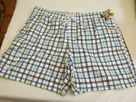 Men&#39;s Joe Boxer Swim Trunks Board Shorts XXL Blue Green Plaid New W Tags - £12.04 GBP