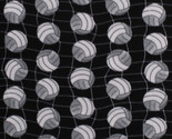 Fleece Volleyballs Balls Net on Black Sports Fleece Fabric Print by Yard... - $7.97