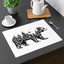 Whimsical Black and White Forest Bear Placemat, 100% Cotton, Nature-Insp... - £17.80 GBP