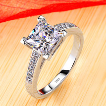 Luxury Classic 18K White Gold Color Ring Solitaire 2 Carat Zirconia Ring Size 5 - £14.17 GBP