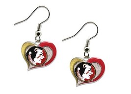 Aminco Florida State Seminoles Swirl Heart Earrings Team Color 2.5 - $255.74 MXN