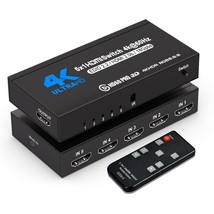 Hdmi Switch With Remote 5 Port 4K 60Hz, 5 In 1 Out Hdmi Switcher Hub Sel... - £37.76 GBP