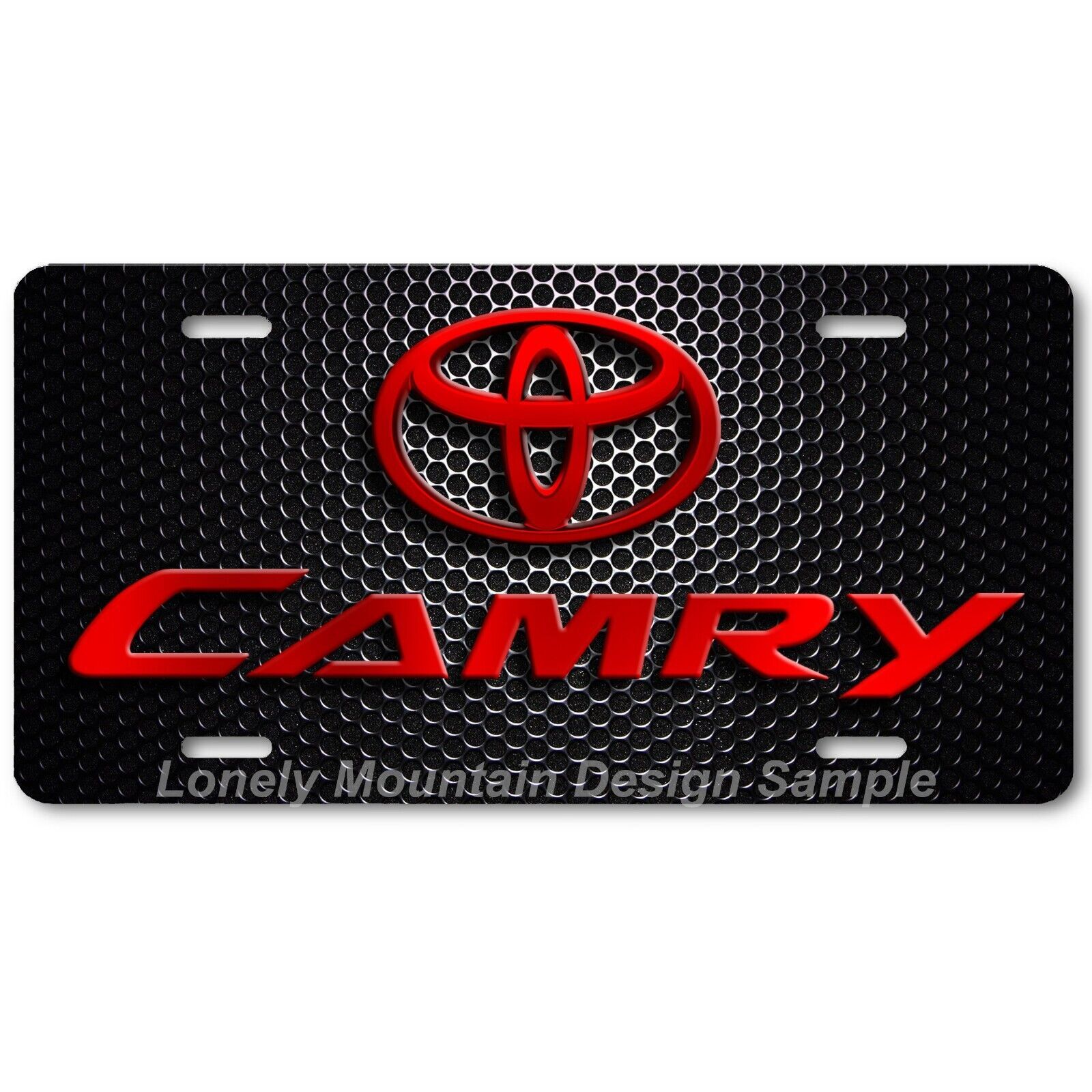 Toyota Camry Inspired Art Red on Mesh FLAT Aluminum Novelty License Tag Plate - $16.19