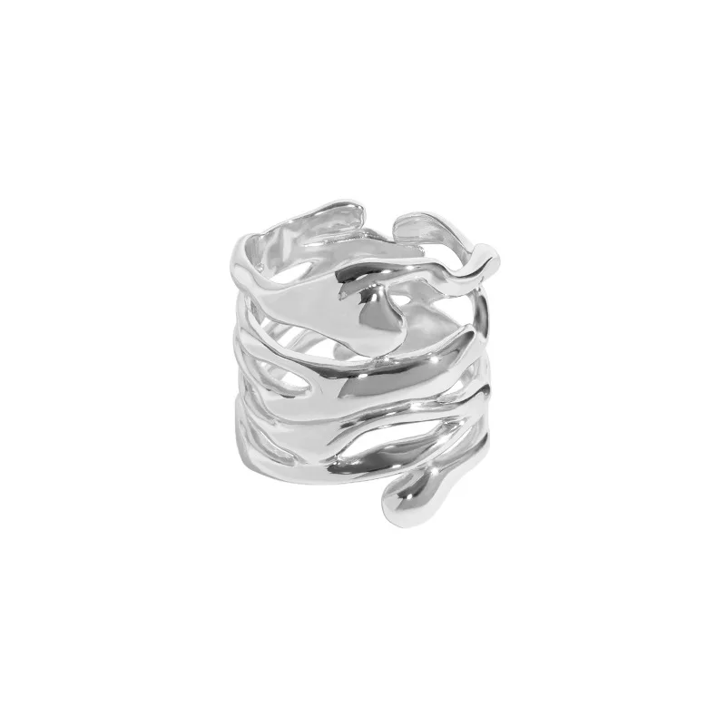 SHANICE S925  Silve Open Ring For Women Minimalist all-matched multi-layers wind - £43.59 GBP