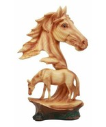 Faux Wood Wildlife Scene Stallion Horse Bust Statue 12.5&quot;H Horse Family ... - £30.63 GBP