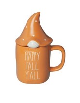 Rae Dunn “Happy Fall Y’all” Mug with Polka Dot Gnome Lid Orange Gift NEW - £20.43 GBP