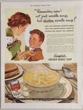 1942 Print Ad Campbell&#39;s Chicken Noodle Soup Lunch Mom &amp; Happy Son - £14.01 GBP