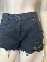 Volcom Jeans Black High Waisted Cut Off Jean Shorts Size 7 - £11.17 GBP