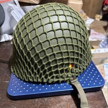 VTG Belgian M51 Steel Army Helmet with Liner &amp; Net Similar to US WW2 M1 ... - £78.20 GBP