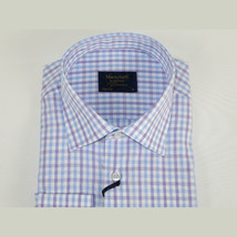 Men 100% Cotton Shirt Manschett Quesste Turkey Slim Fit 6019-02 Lilac Checkers image 2