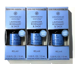 3 Pack Chesapeake Bay Mind Body Essential Oil Lavender Rosemary Sage Relax - £15.79 GBP