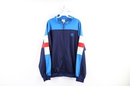 Vintage 80s Adidas Mens Size XL Spell Out Color Block Run DMC Track Jacket Blue - £55.35 GBP
