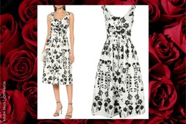 $1,990 New Oscar De La Renta New Adorable Wht Floral Silk Lined Runw Dress Us 8 - £799.69 GBP