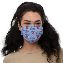 Beauty Lovely Black Quote Get Well Soon Red Heart Light Blue Face mask - £14.38 GBP