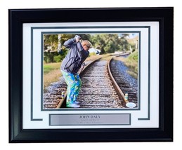 John Daly Signed In Dark Blue Framed 8x10 PGA Golf Railroad Tee Shot Photo JSA - £115.87 GBP