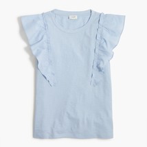 NWT Womens Size Medium J. Crew Blue Poplin Flutter Sleeve Tee Shirt Top NEW - $22.53