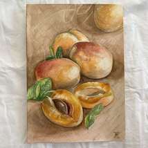 Apricots fruits original watercolor painting, art, autumn, kitchen, home décor,  - £27.42 GBP