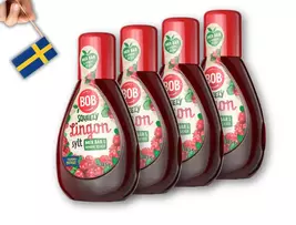 4 Bottles Bob Lingonsylt Squeezy - Swedish Lingonberry Jam in a Convenie... - $30.03