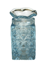 Vintage Apothecary Jar Bottle Pale Blue Quilted Diamond Star Pattern 4.5” No Lid - £15.72 GBP