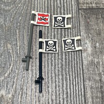 LEGO 2x2 White Pirate Skull &amp; Crossbones Flag Vintage Jolly Roger Lot of 4 - £15.17 GBP