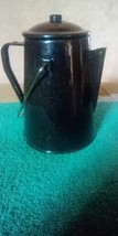 Vintage Style Enamelware Coffee Pot Tin Kettle Black Speckled Excellent ... - £21.18 GBP