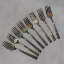 Oneida Coronation Salad Forks Set of 8 1936 Silver Plated Pierced Handle - £19.62 GBP