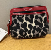 Coach Animal Cheetah Print Red Coin Wallet NEW F65368 Park  Zip - $79.19