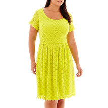 Rn Studio By Ronni Nicole Short Sleeve Junior Plus Cirle Lace Dress - Lime Green - £31.44 GBP