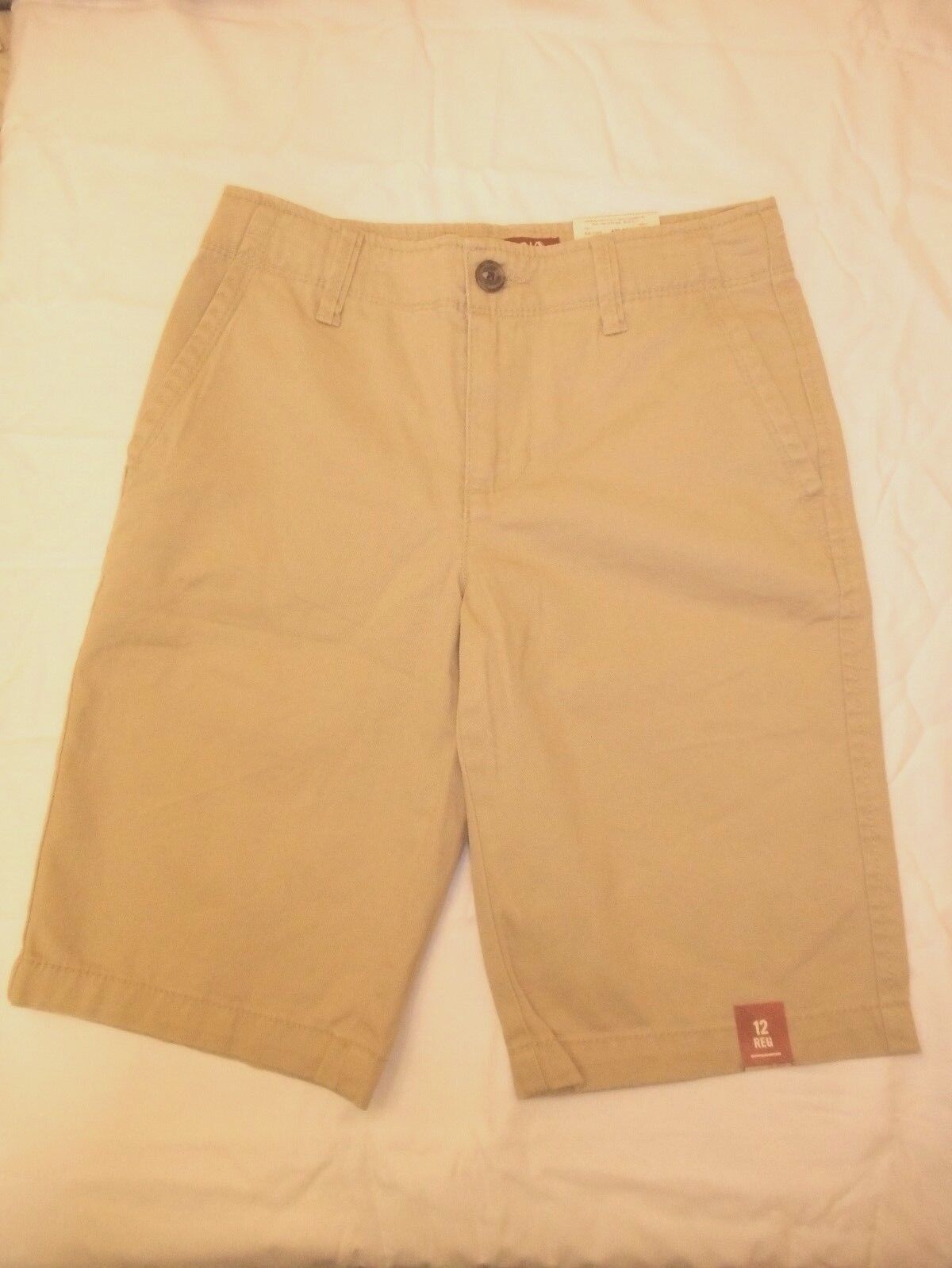 Boy&#39;s Arizona Chino Shorts  Industrial Khaki Size 12 Regular New W Tags - $13.54