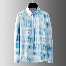  Gradient Stripe Shirt for Men Business Formal Dress Shirts Long Sleeve Slim Fit - £236.22 GBP