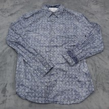 Elie Tahari Shirt Mens L Blue Floral Button Up Long Sleeve Collared Top - £20.08 GBP