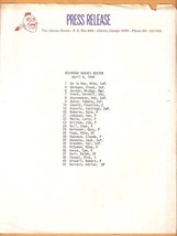 1969 Richmond Braves Roster Sheet On Official Atlanta Braves Stationery - £2.35 GBP
